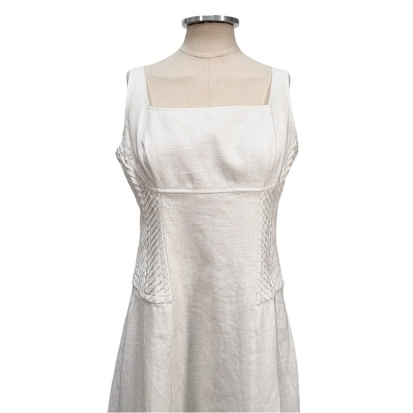 Reiss Etta Linen Sleeveless Corset Midi Dress White Size 10 NEW - Picture 6 of 13